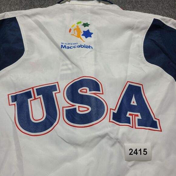 Adidas Jacket Womens Small White Blue Maccabi USA 19th Maccabiah Full Zip Team - Picture 7 of 8